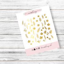 Load image into Gallery viewer, Autumn Leaves Nail Decals ~ Metallic Gold Foiled