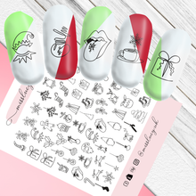 Load image into Gallery viewer, Line Art Minimalist Christmas Nail Decals