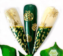 Load image into Gallery viewer, Animal Print Pumpkins Nail Decals ~ Metallic Gold Foiled