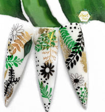 Load image into Gallery viewer, Simple Daisies Foliage Floral Nail Art Decals
