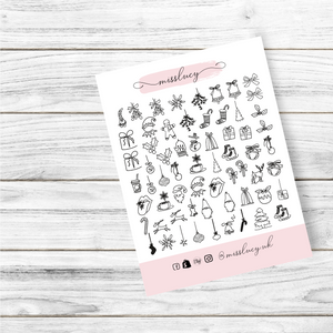 Line Art Minimalist Christmas Nail Decals